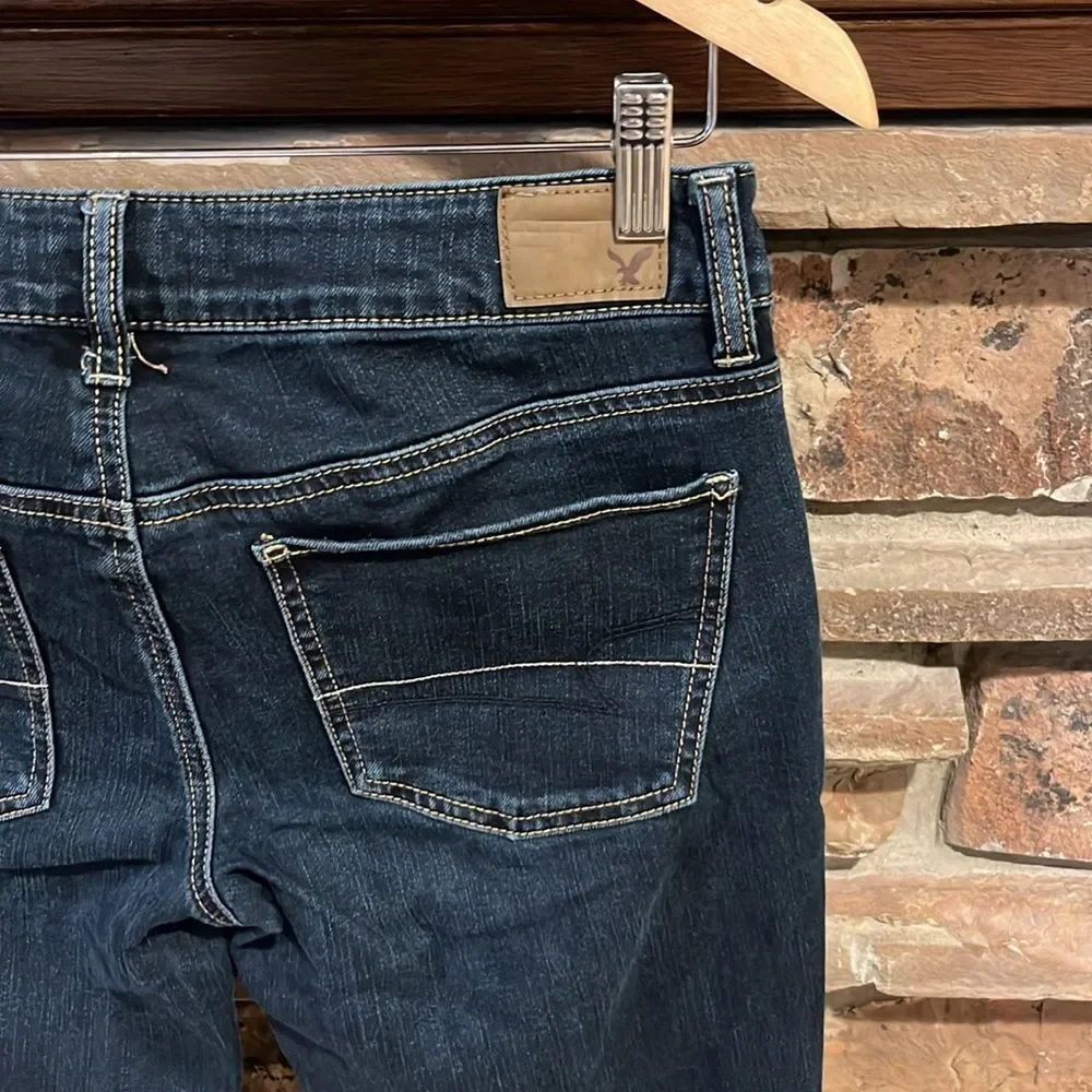 American Eagle Dark Wash Straight Leg Stretch Denim Jeans